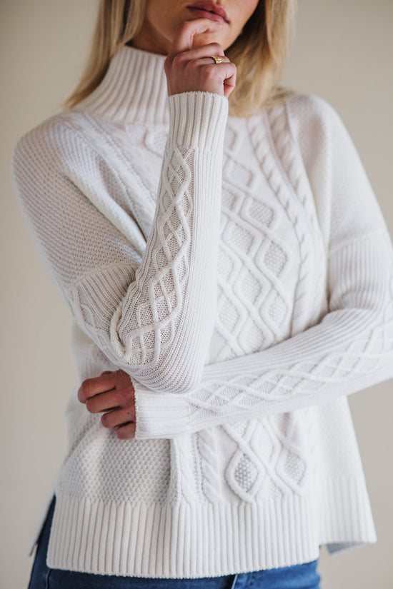 Augusta Wool Cable Sweater - White