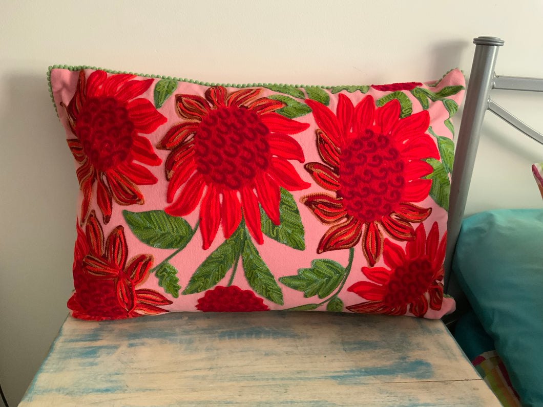 Pink & Red Flower Cushion