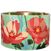 Load image into Gallery viewer, Mint &amp; red poppies Velvert lampshade 40cm
