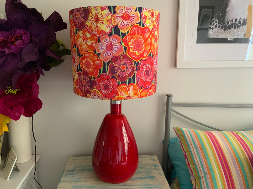 Tear drop glass lamp base Crimson