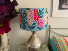 Load image into Gallery viewer, Hollyhocks embroidered drum lampshade 40cm
