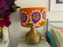 Load image into Gallery viewer, Orange &amp; purple flower Velvert Drum lampshade 40 cm

