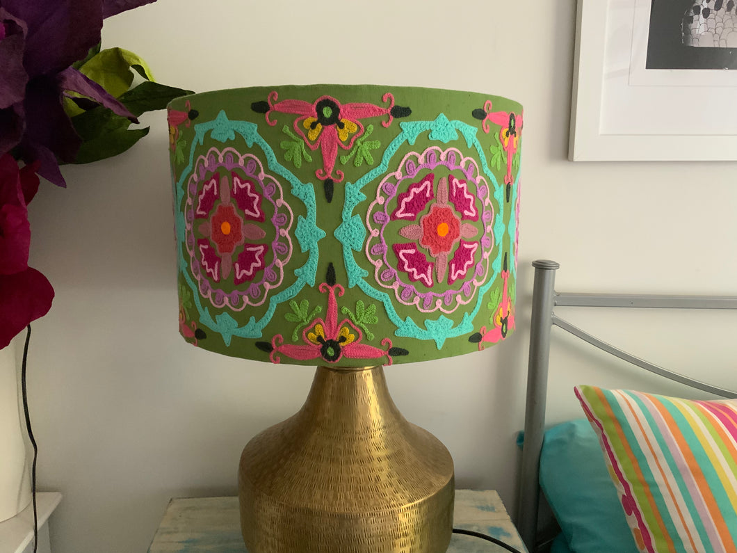 Mandala embroidered drum lampshade 40cm