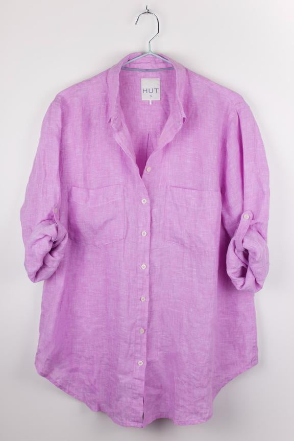 Lilac Chambray Linen Shirt - Hut