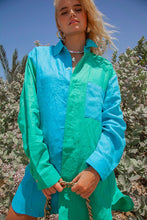 Load image into Gallery viewer, Patch Adams Shirt Dress - Aqua Blue
