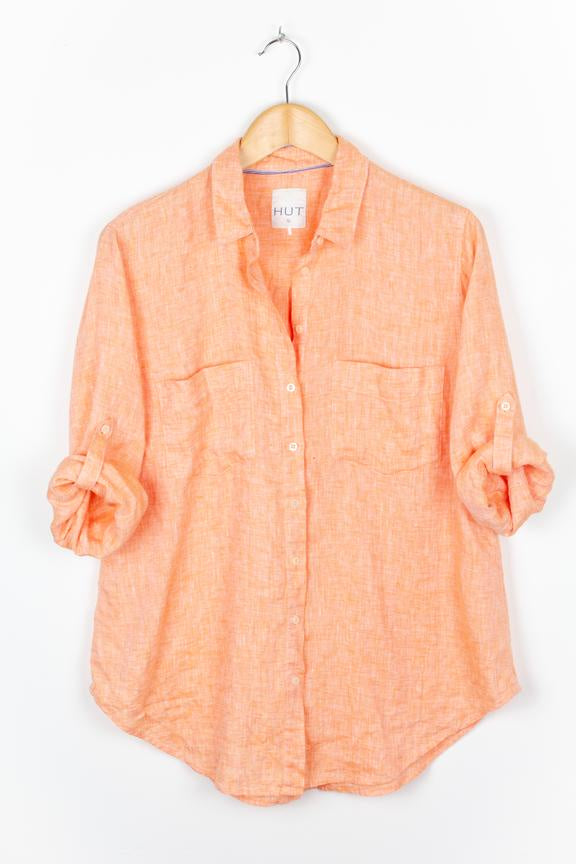 Orange Chambray Linen Shirt