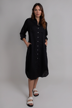 Load image into Gallery viewer, Linen Black Shirt Dress
