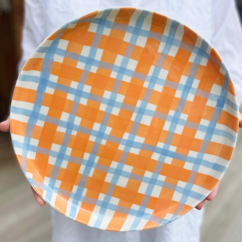 Orange & Blue Gingham Platter