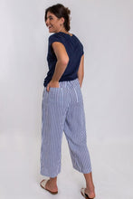 Load image into Gallery viewer, Linen Side Spilt Pants - Navy Stripe
